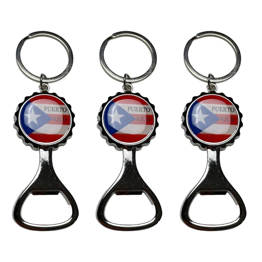Puerto Rico Bottle Opener Keychain - Set of 3